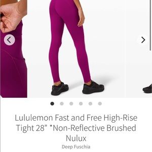 Lululemon Fast & Free High Rise Tight 28”